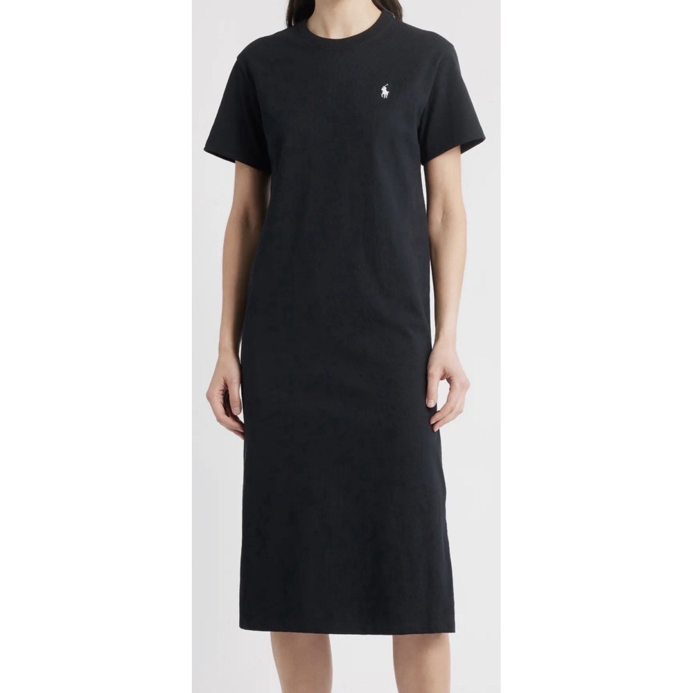 NWOT Polo Ralph Lauren Black 100% Cotton Jersey Pocket T-Shirt Dress Size L EUC